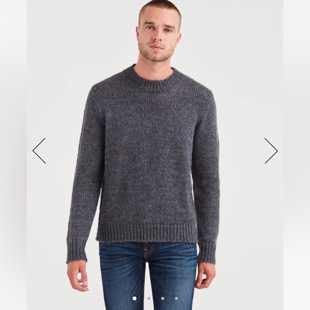 7 for all Mankind Mohair Crewneck Sweater in Charcoal Large
